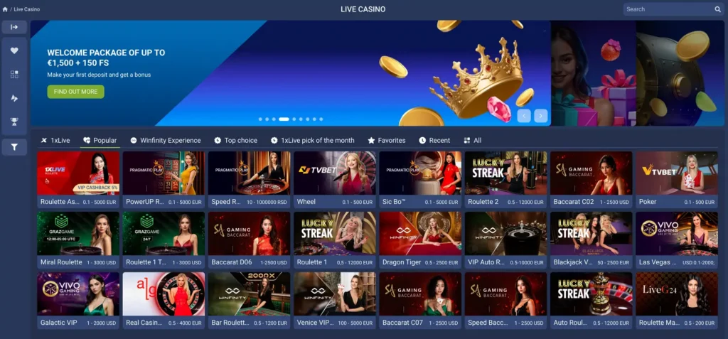 1xbet review live casino - Baccarat, Blackjack, Roulette